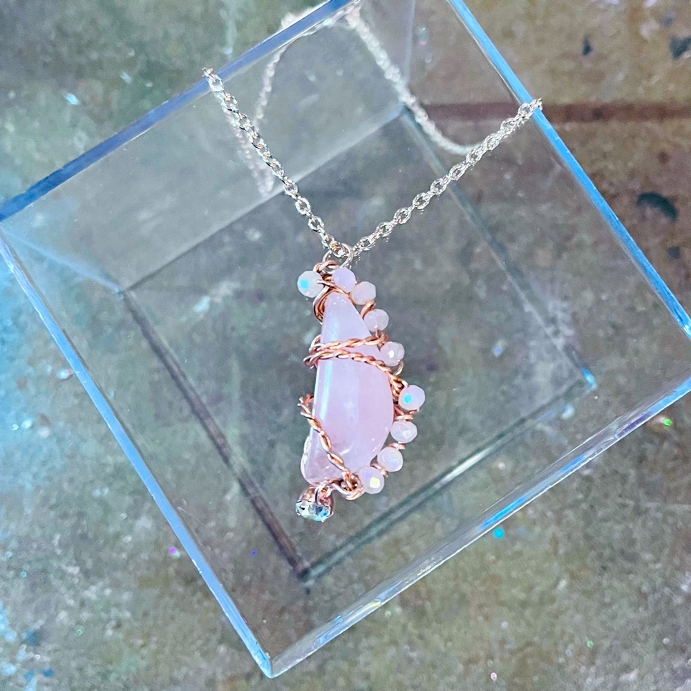 Rose Quartz Moon Necklace